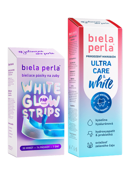 Žiarivý úsmev: WHITE GLOW STRIPS + ULTRA CARE & white
